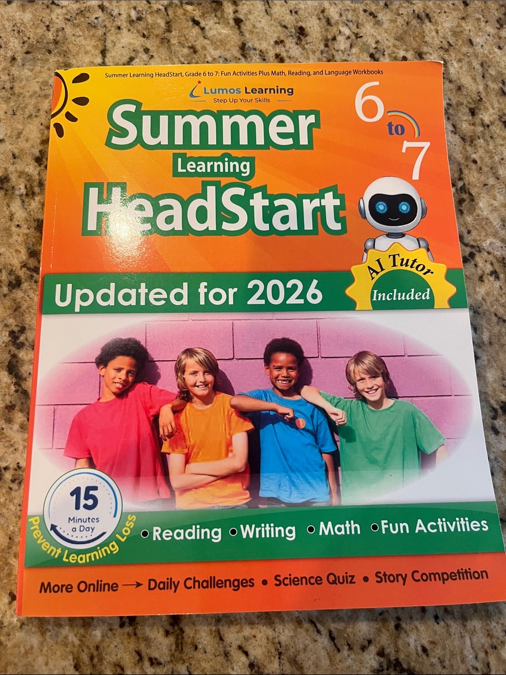 NEW Summer Learning HeadStart Workbook for Kids 6 to 7 grade